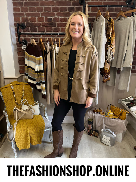Kimberley camel faux suede military jacket 12-18