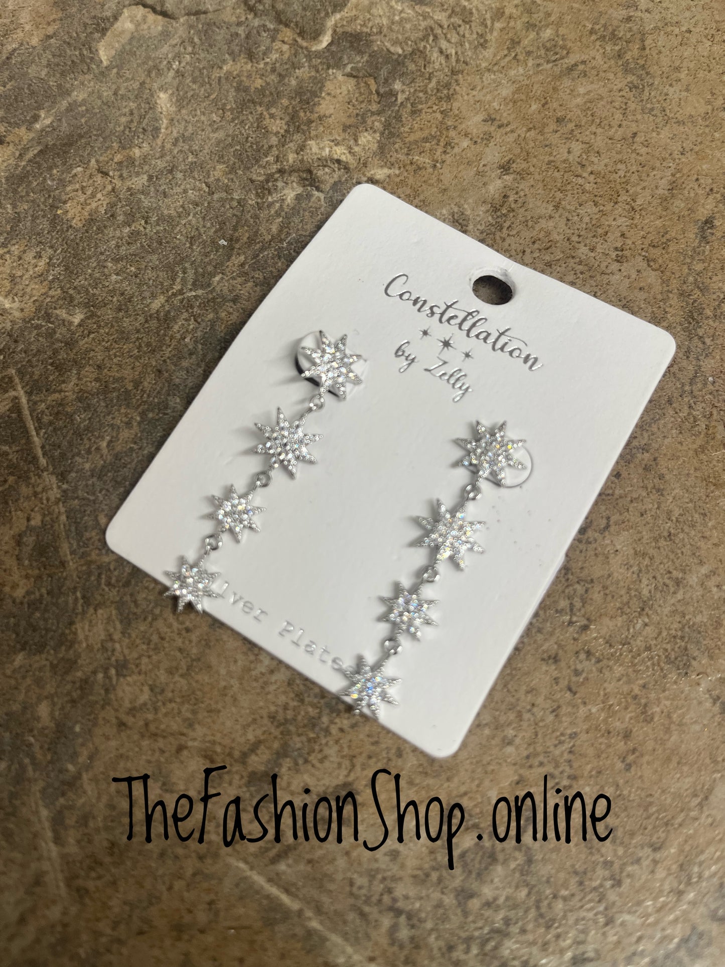 Zelly Silver Stars Drop Earrings