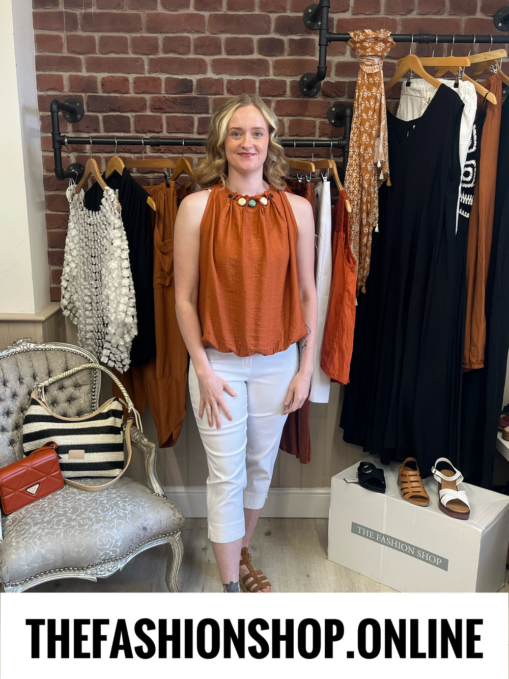 Sierra cinnamon beaded sleeveless top 8-16