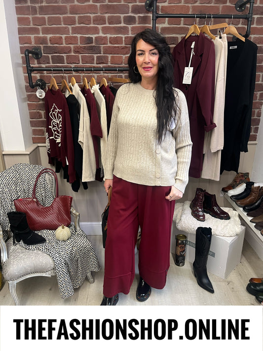 Alison beige cable knit button jumper 10-18