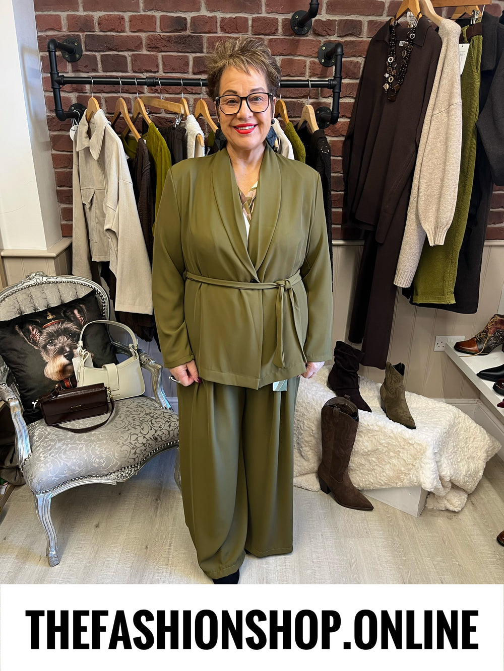 Vivian olive lightweight draped jacket 14-20