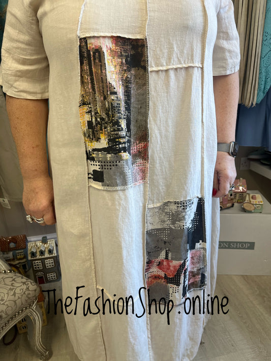 Nadia beige linen mix dress 14-20