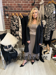 Hattie black ribbed longline cardigan 10-16