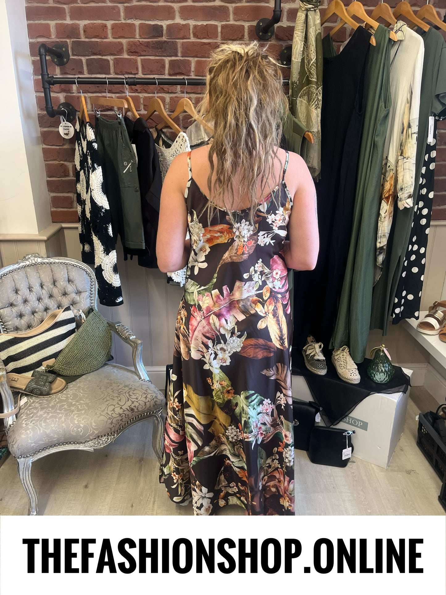 Macie tropical leaf strappy dress 10-16