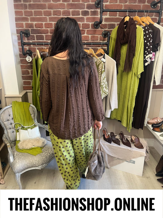 Isla brown stud top with vest 10-18