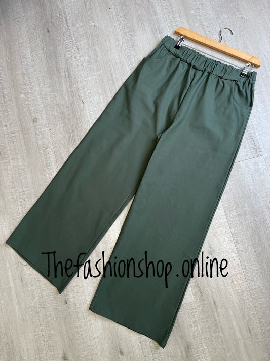 Khaki classic magic wide leg trousers 16-20