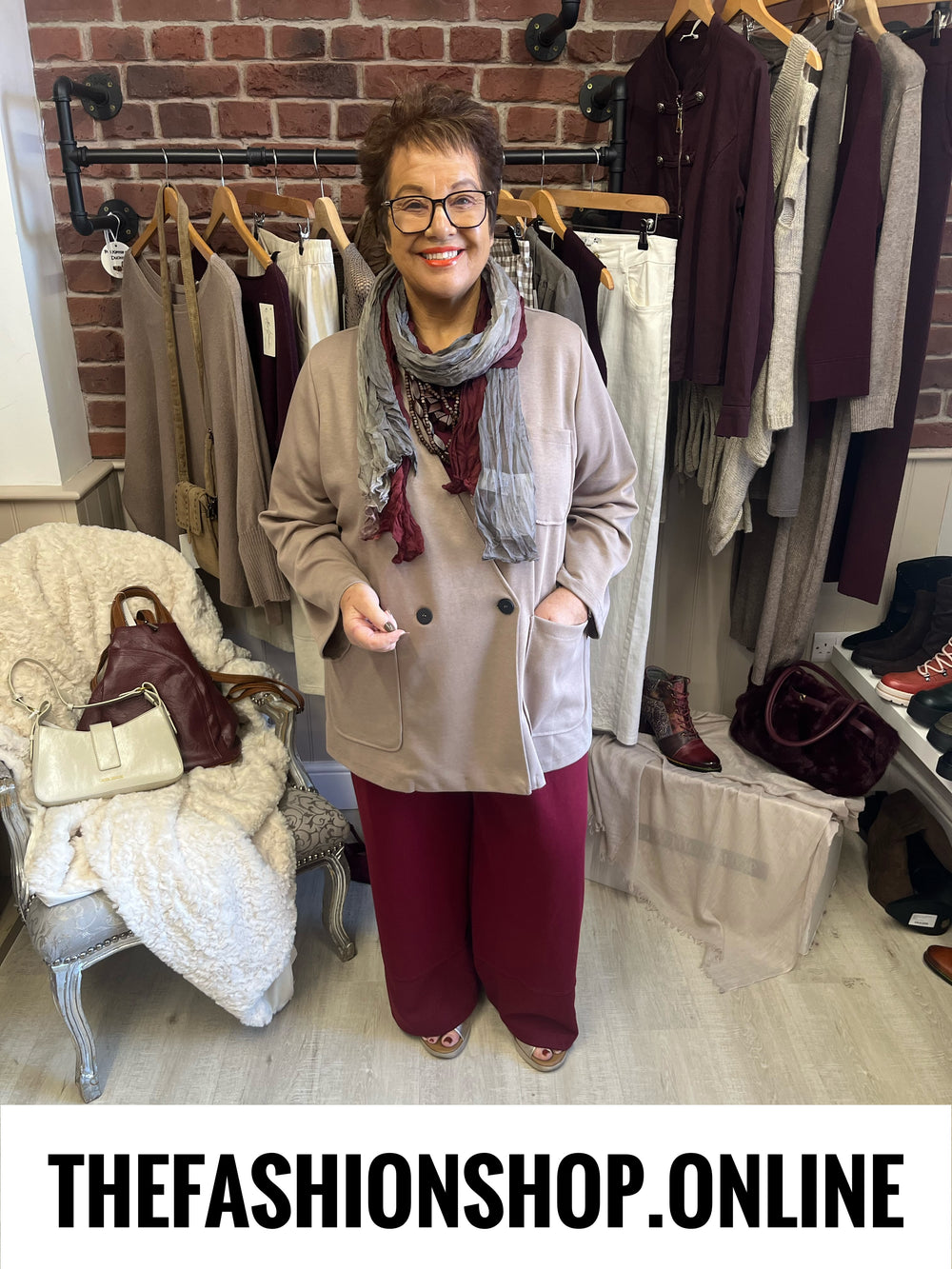 Reese mocha double breasted jacket 16-20