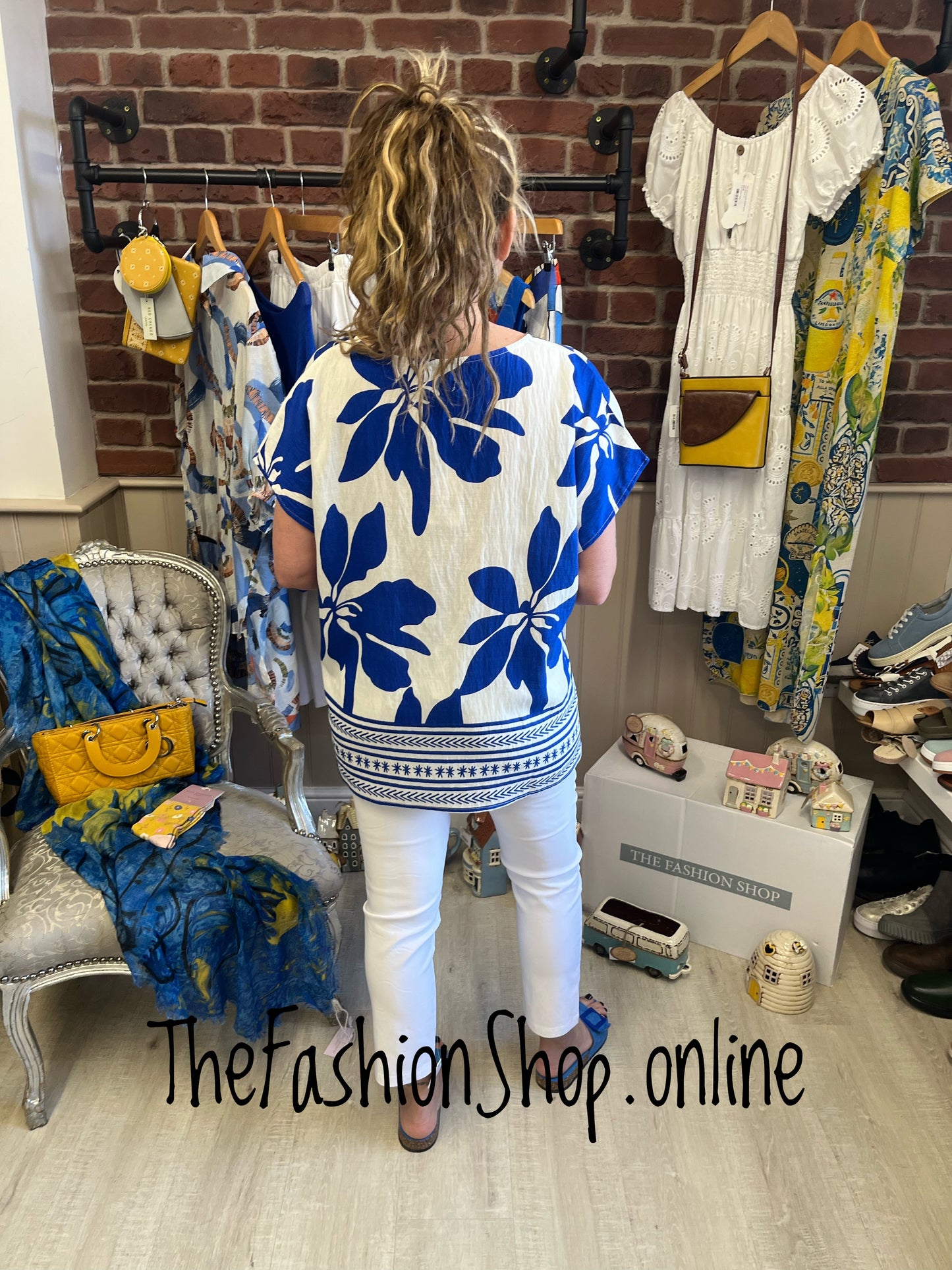 Freya royal blue and white top 12-16