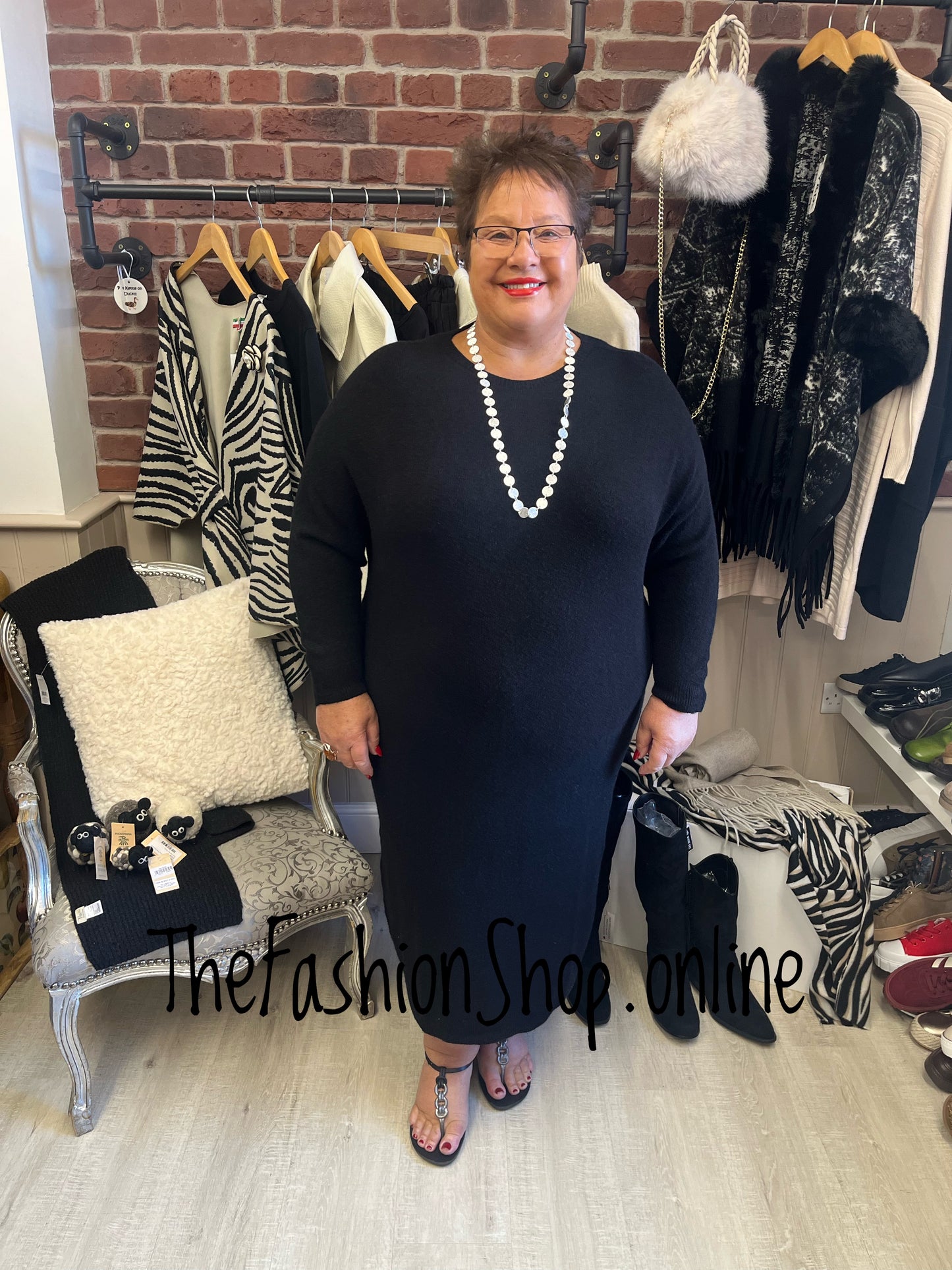Erika black knitted dress 14-22