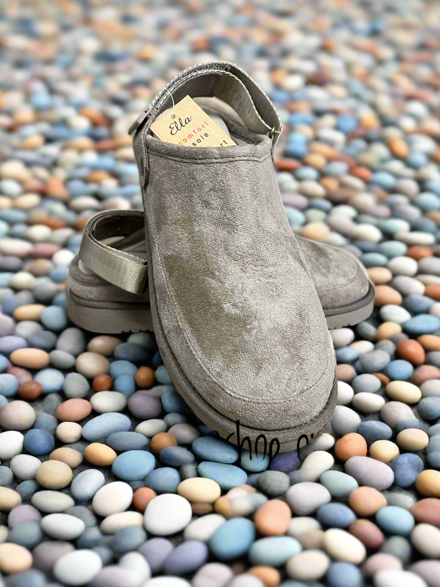 Ella Evie taupe ankle strap clog mules sizes 4-8