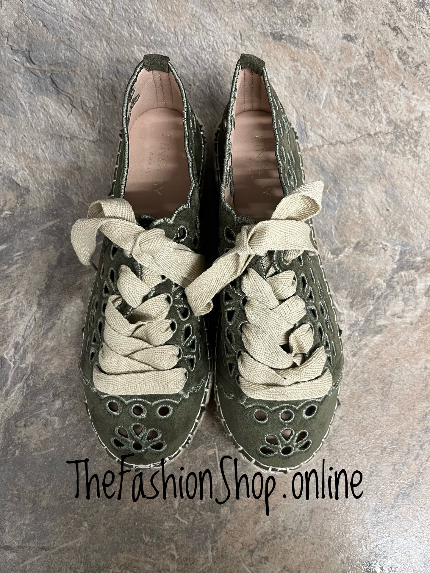 Cally khaki cut out espadrille trainers sizes 3-8 (36-41)