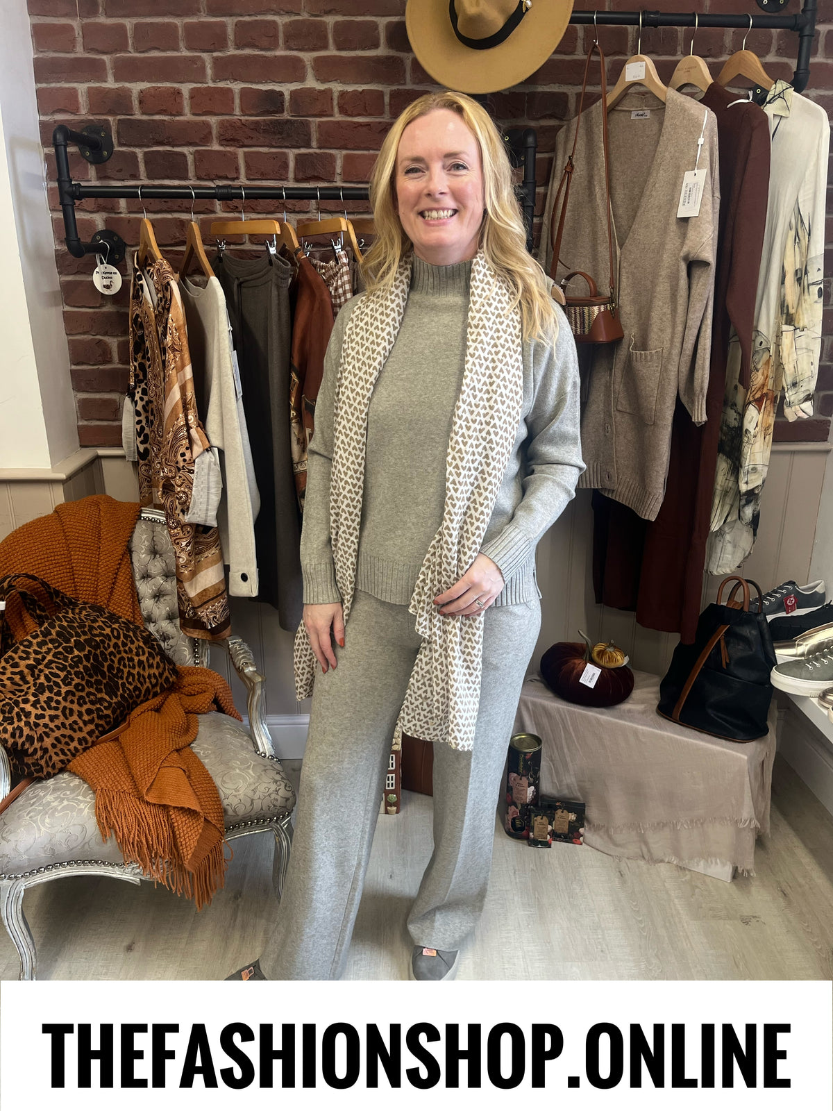 Larna taupe cashmere mix co-ord 8-16