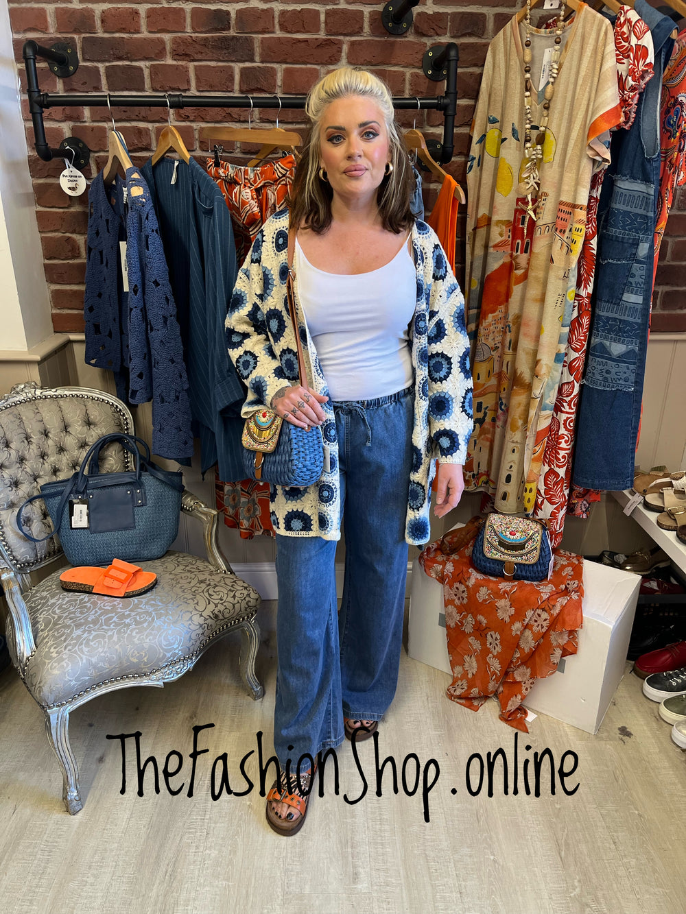 Monica denim blue wide leg jeans sizes 14, 16, 18 and 20