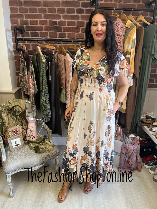 Harmony Sahara Garden printed Maxi dress 10-18