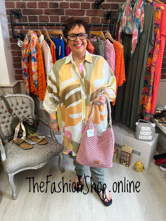 Tessa leaf print oversized shirt 14-24