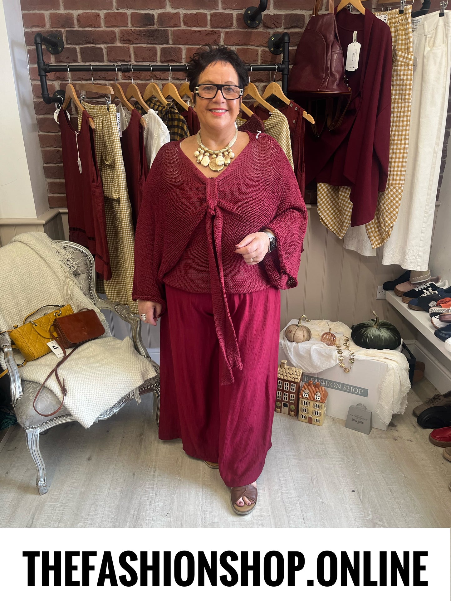 Pamela wine tie front knit 12-20