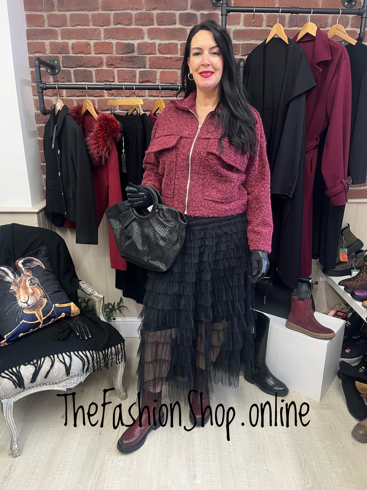 Lucy Wine Jacket with Zipper 10-18