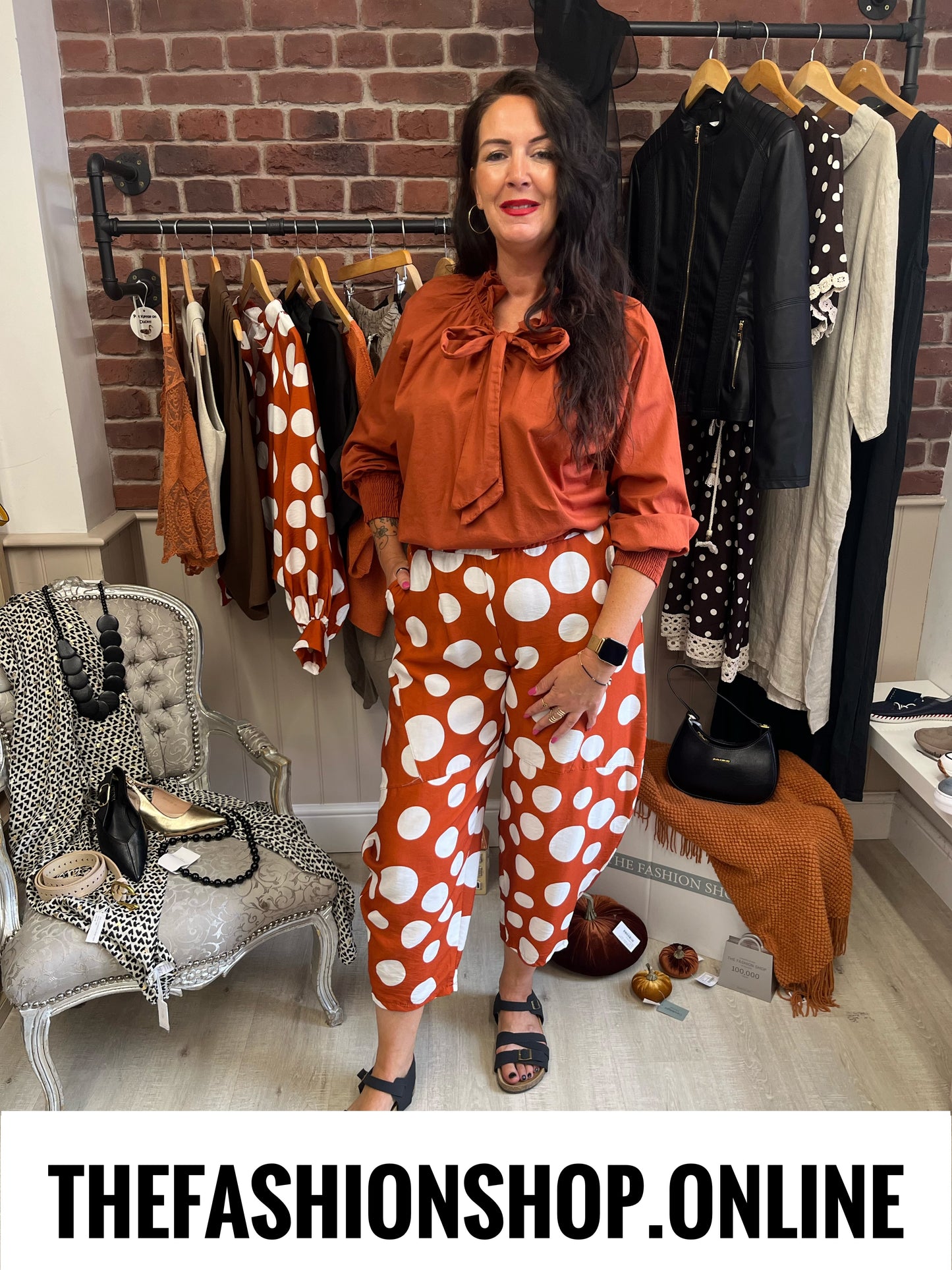 Casey cinnamon tie neck blouse 14-18
