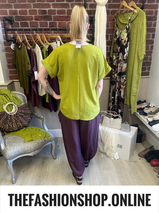 Kelsey olive V neck top 12-18