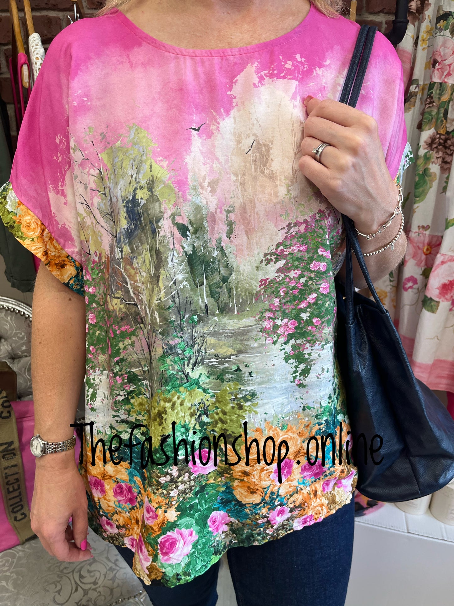 Rose garden top in pink - 12-16