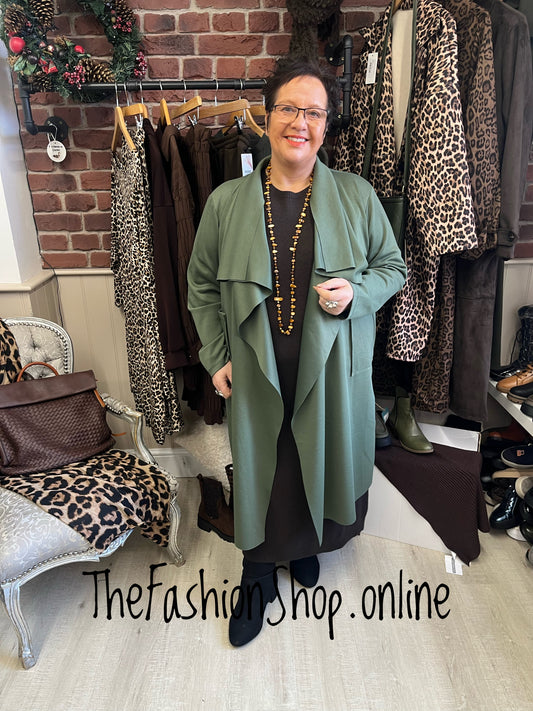 Erin khaki waterfall jacket 14-22