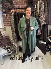 Erin khaki waterfall jacket 14-22