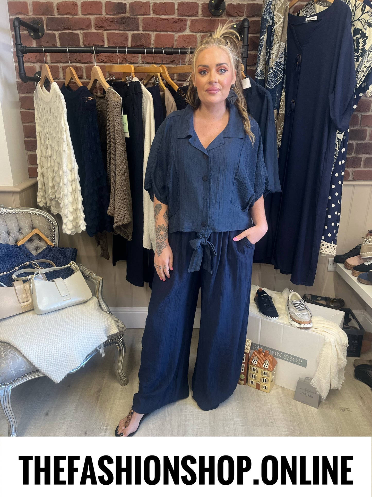 Celine navy tie front shirt 8-16