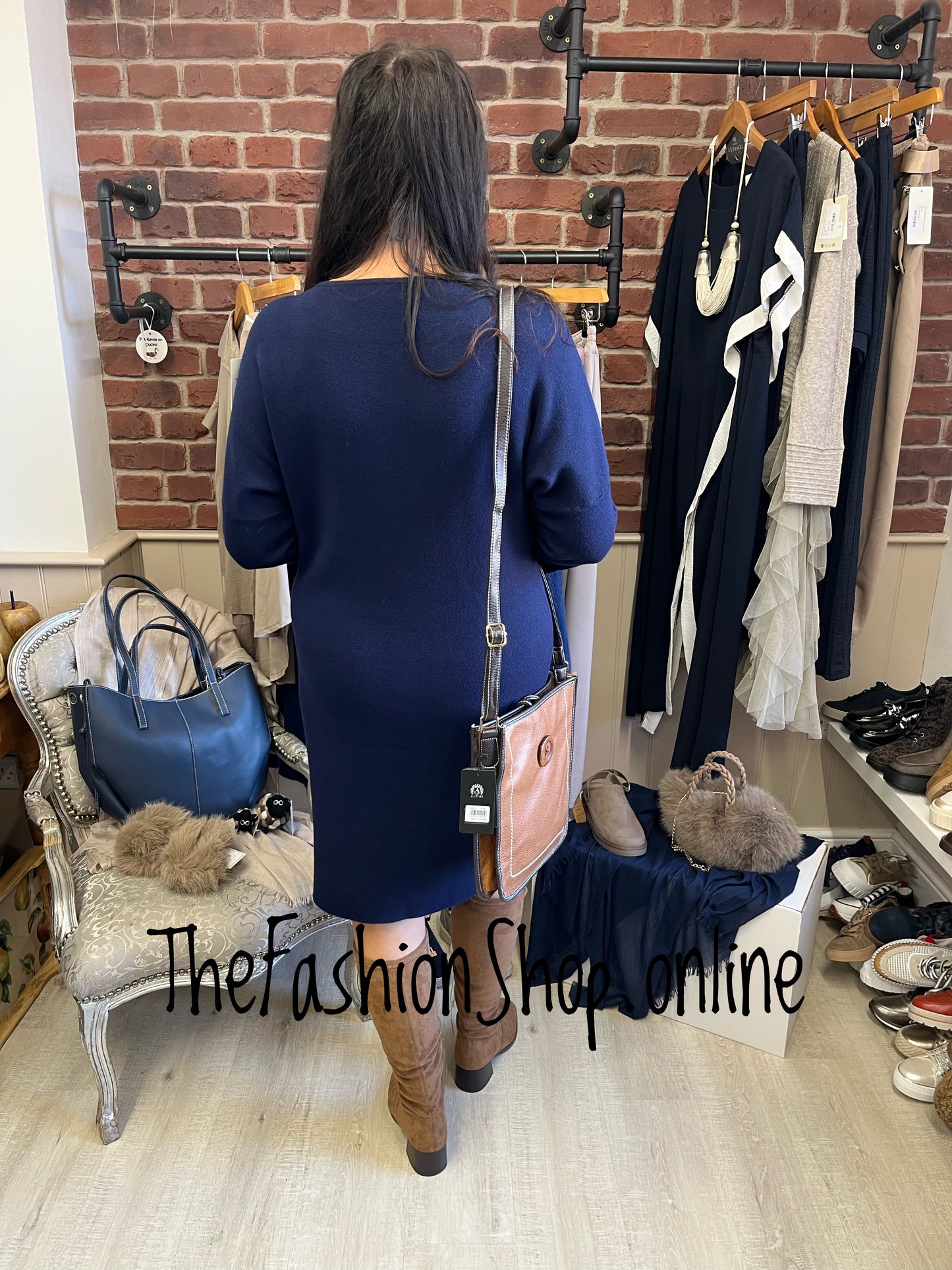 Sara navy cashmere mix jumper dress 12-16