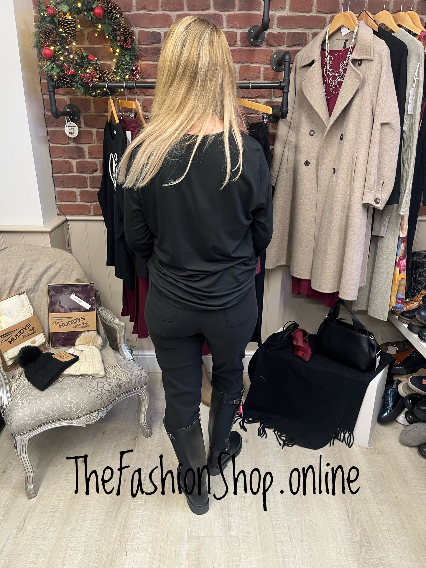 Tia black long sleeve layering top 12-18