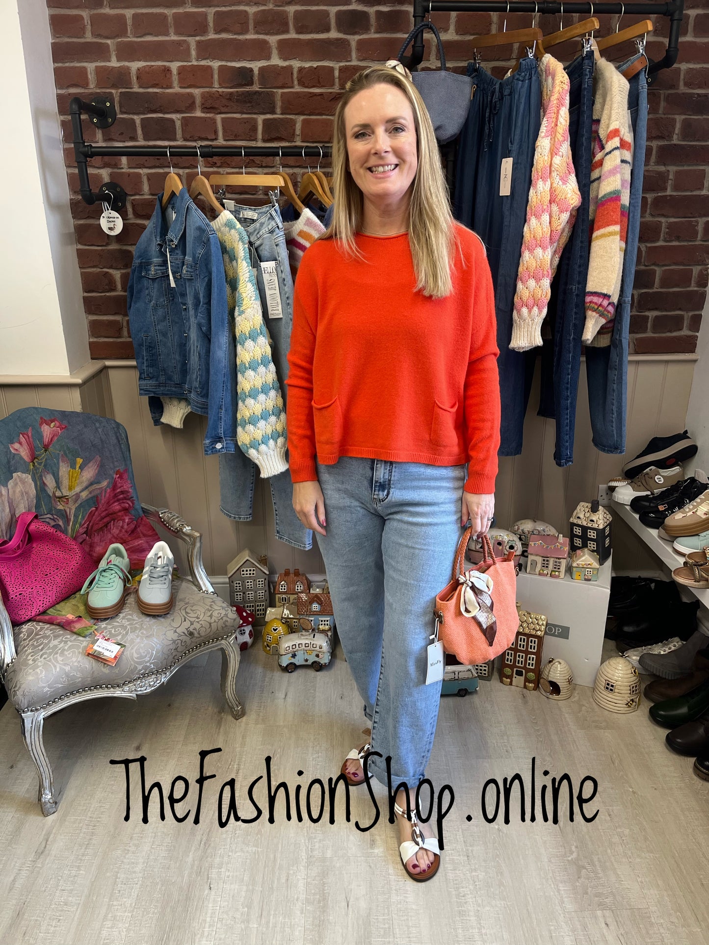 Erika orange twin pocket jumper 8-16