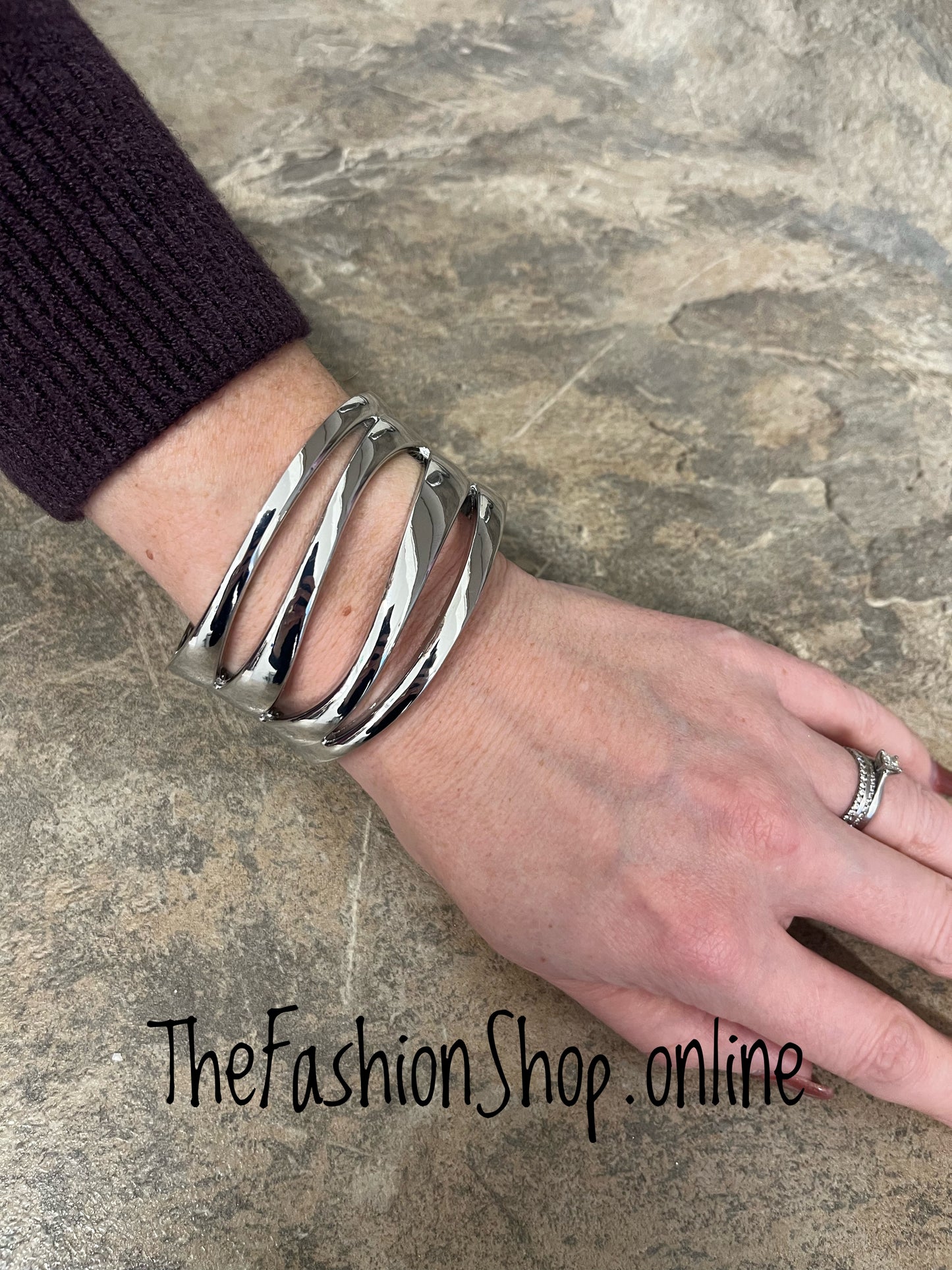 Silver chunky statement bangle