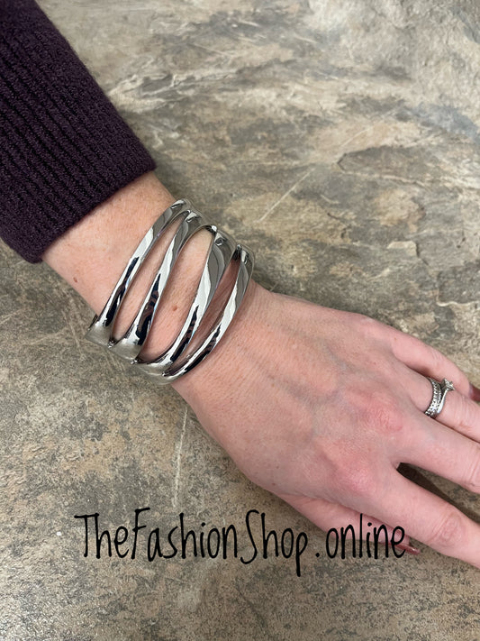Silver chunky statement bangle