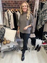 Erika taupe high low jumper 10-16