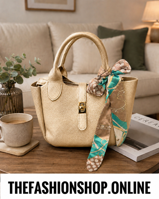 Zara gold faux leather grab bag