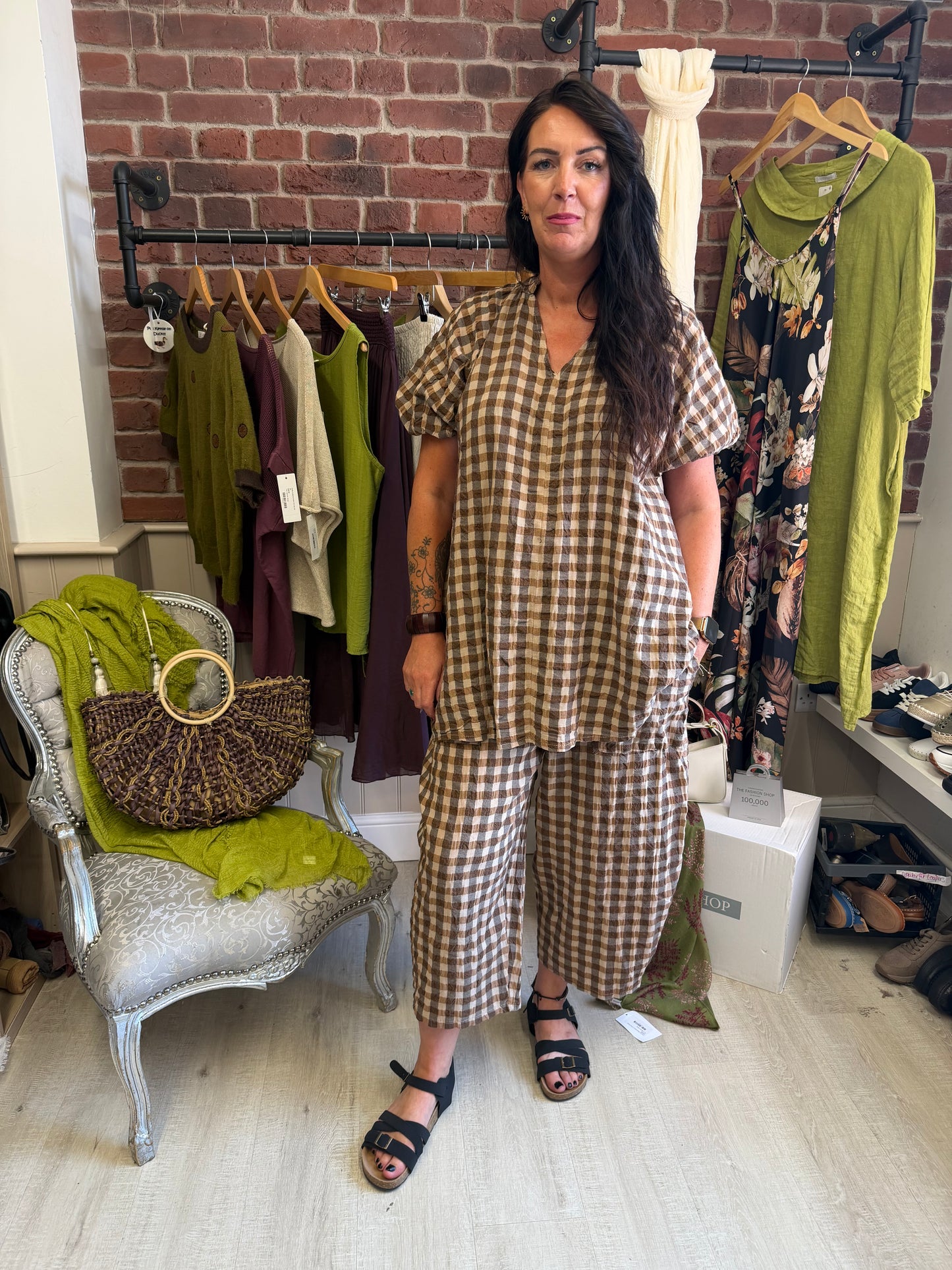Astrid brown and mocha gingham tunic 8-16