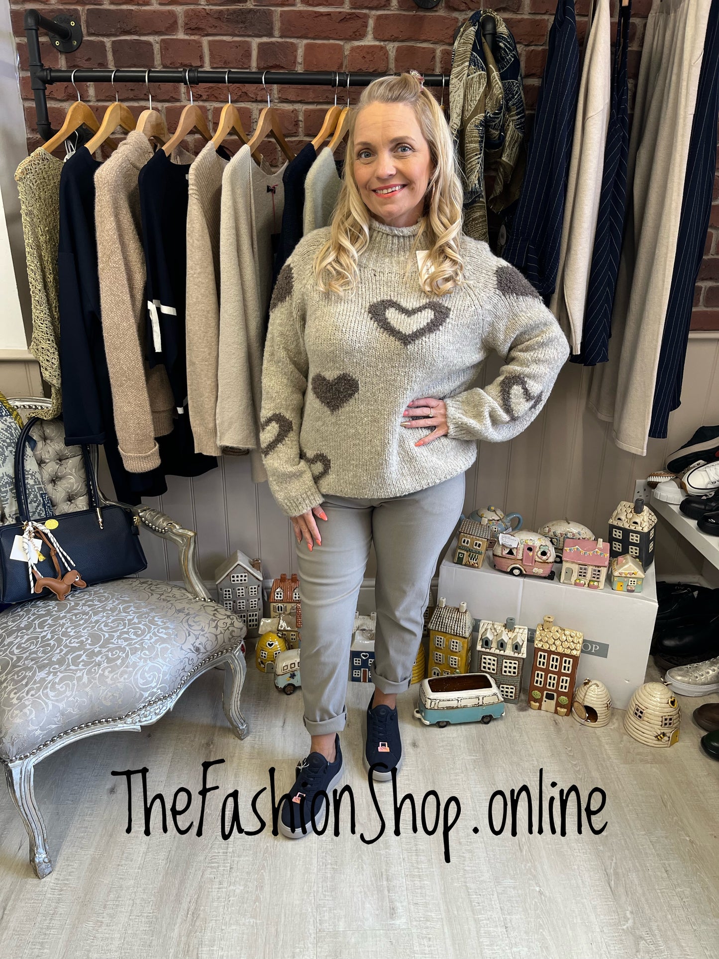 Kendra mocha wool mix heart jumper 10-16