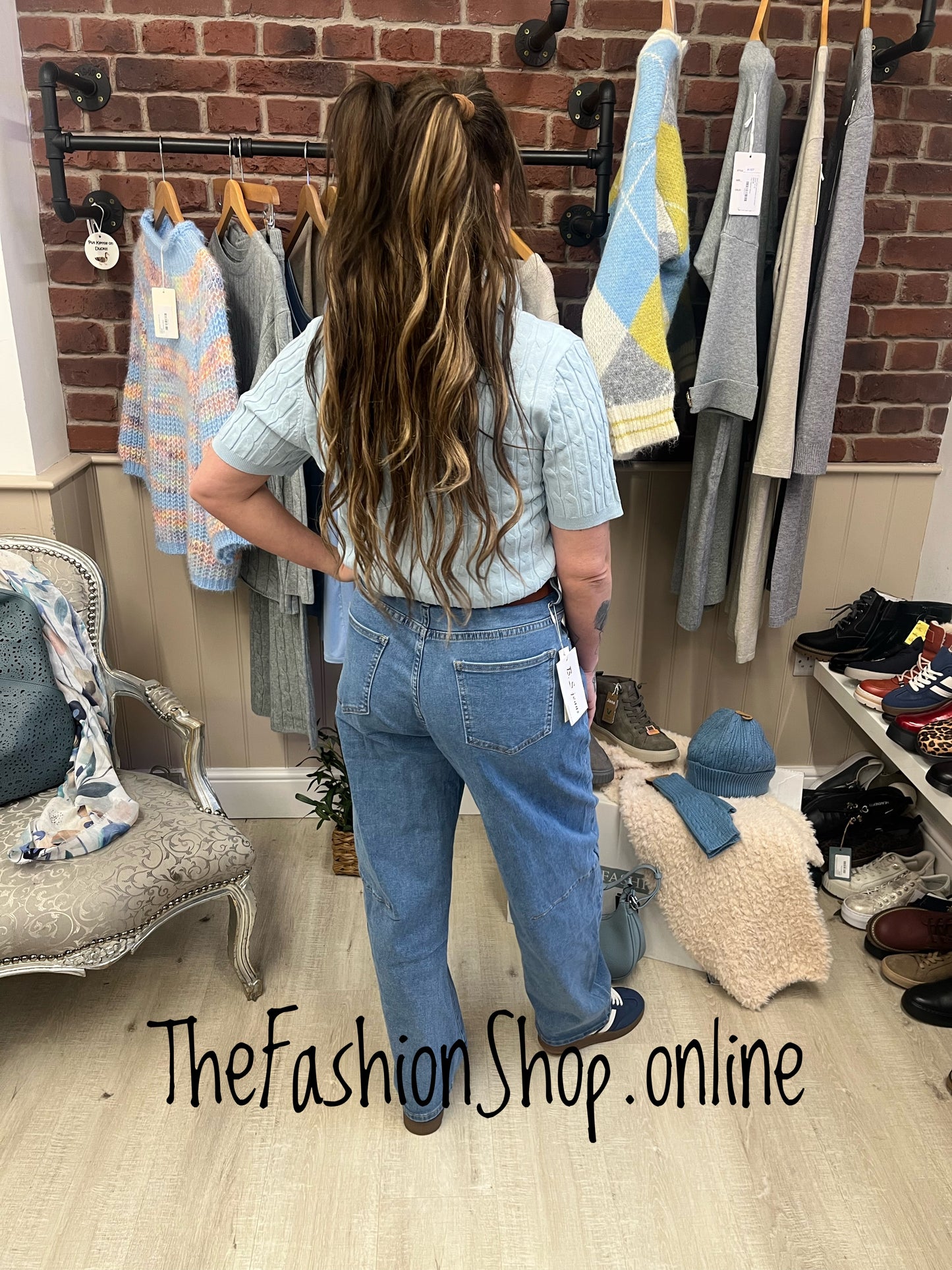 Bella blue cable knit top 8-16