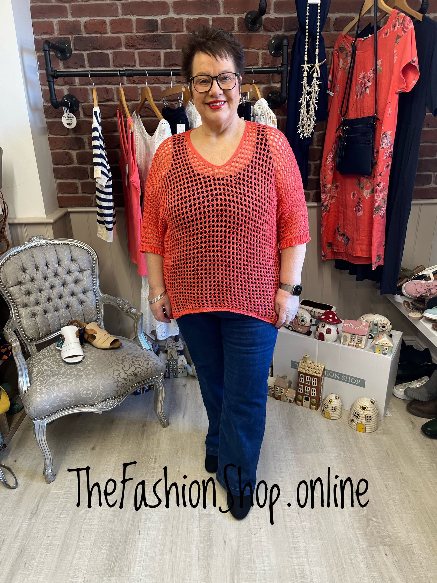 Alison coral crochet layering top 12-22