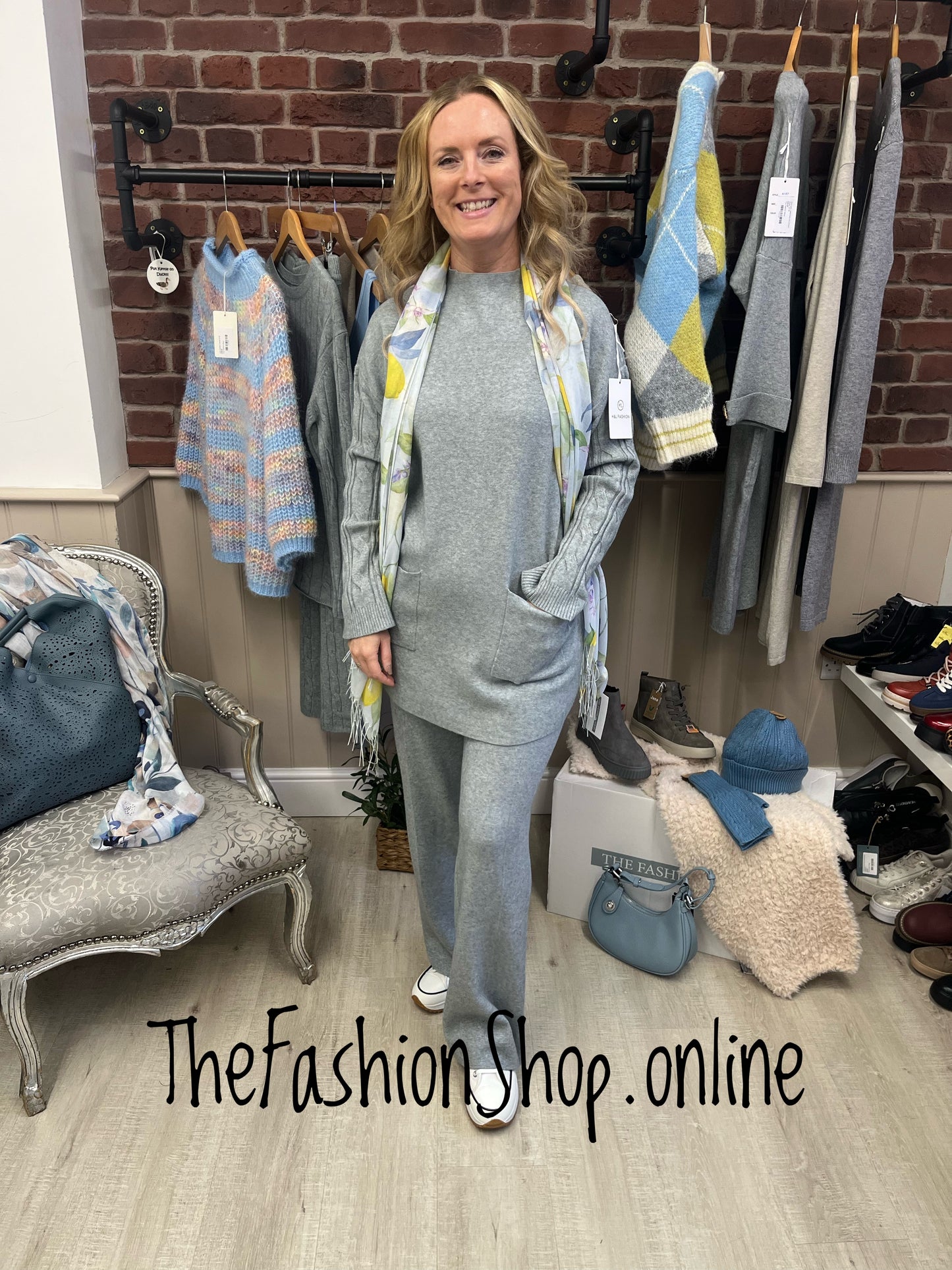 Emily grey cashmere mix co-ord 12-16