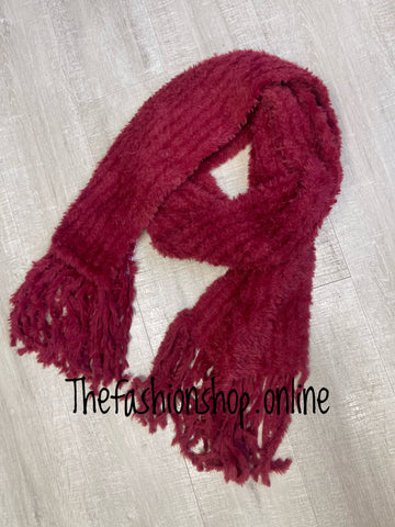 Wine supersoft tassel scarf