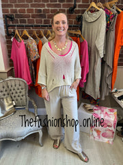 Lara beige loose knit jumper 8-16