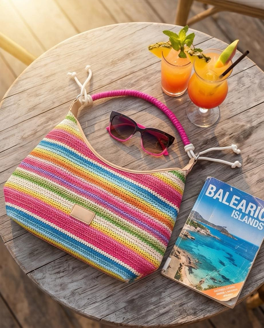 Ibiza hot pink rainbow bag