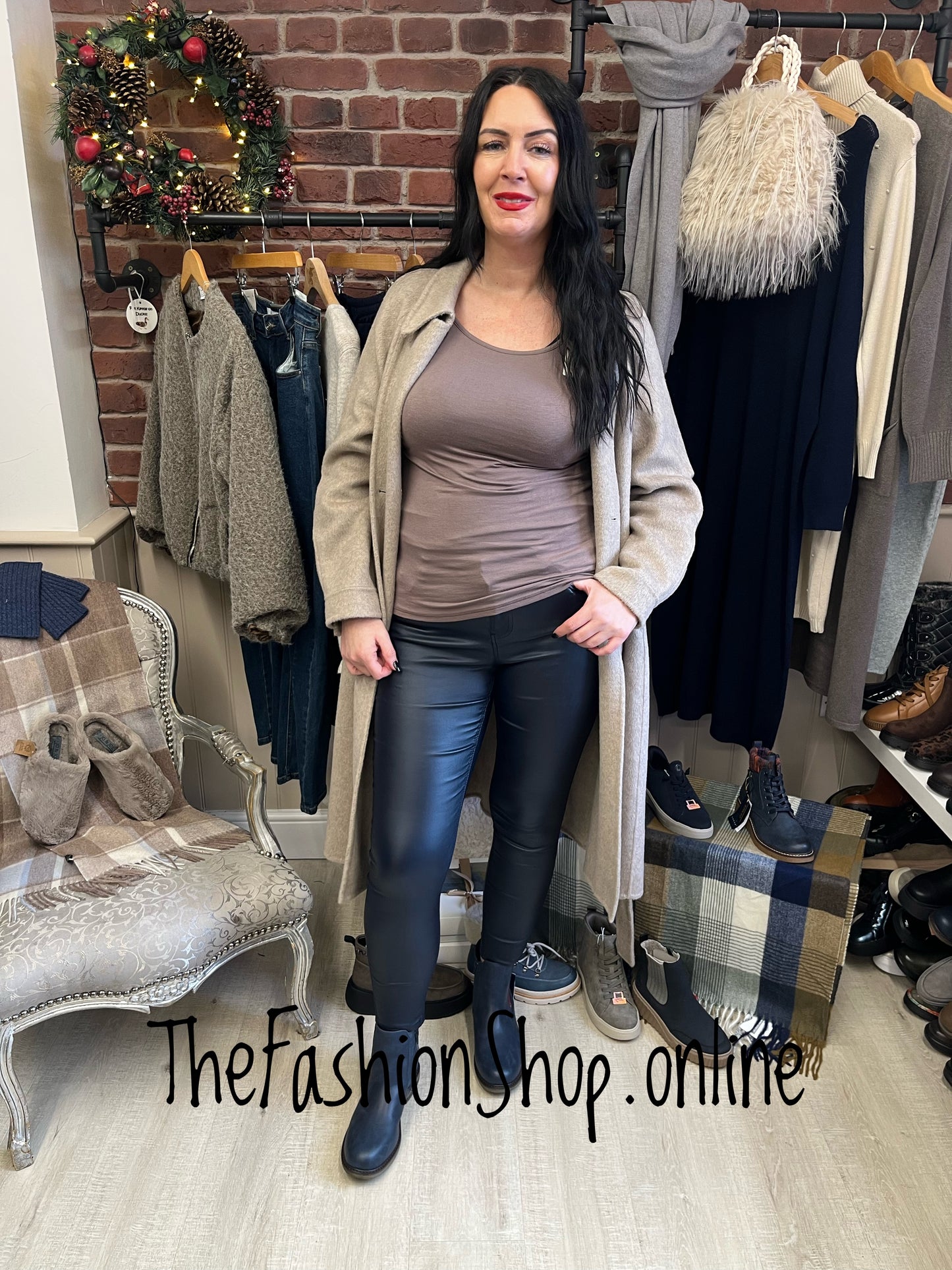 Margot taupe long sleeve layering top 10-16