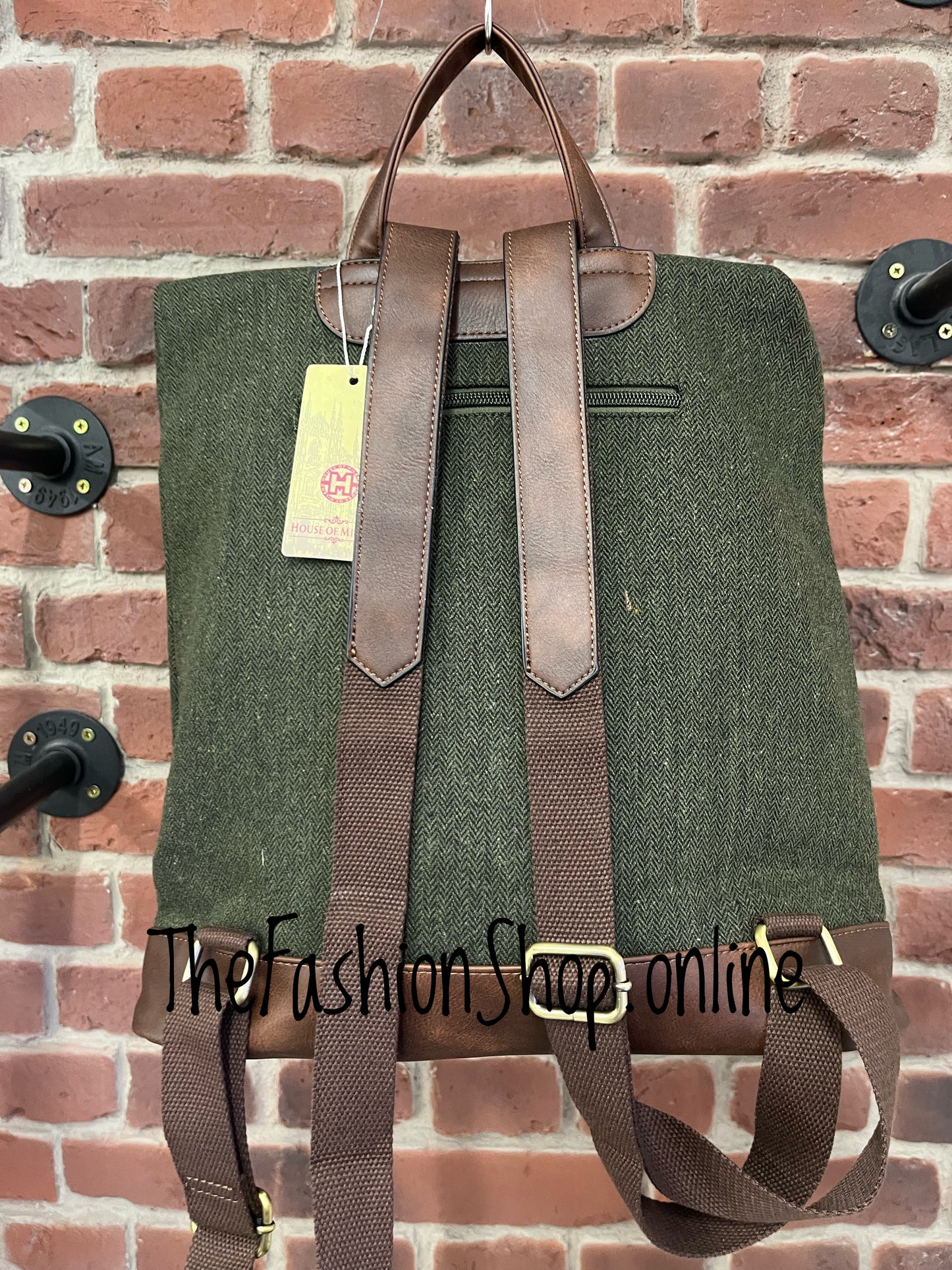 Luna khaki tweed satchel bag