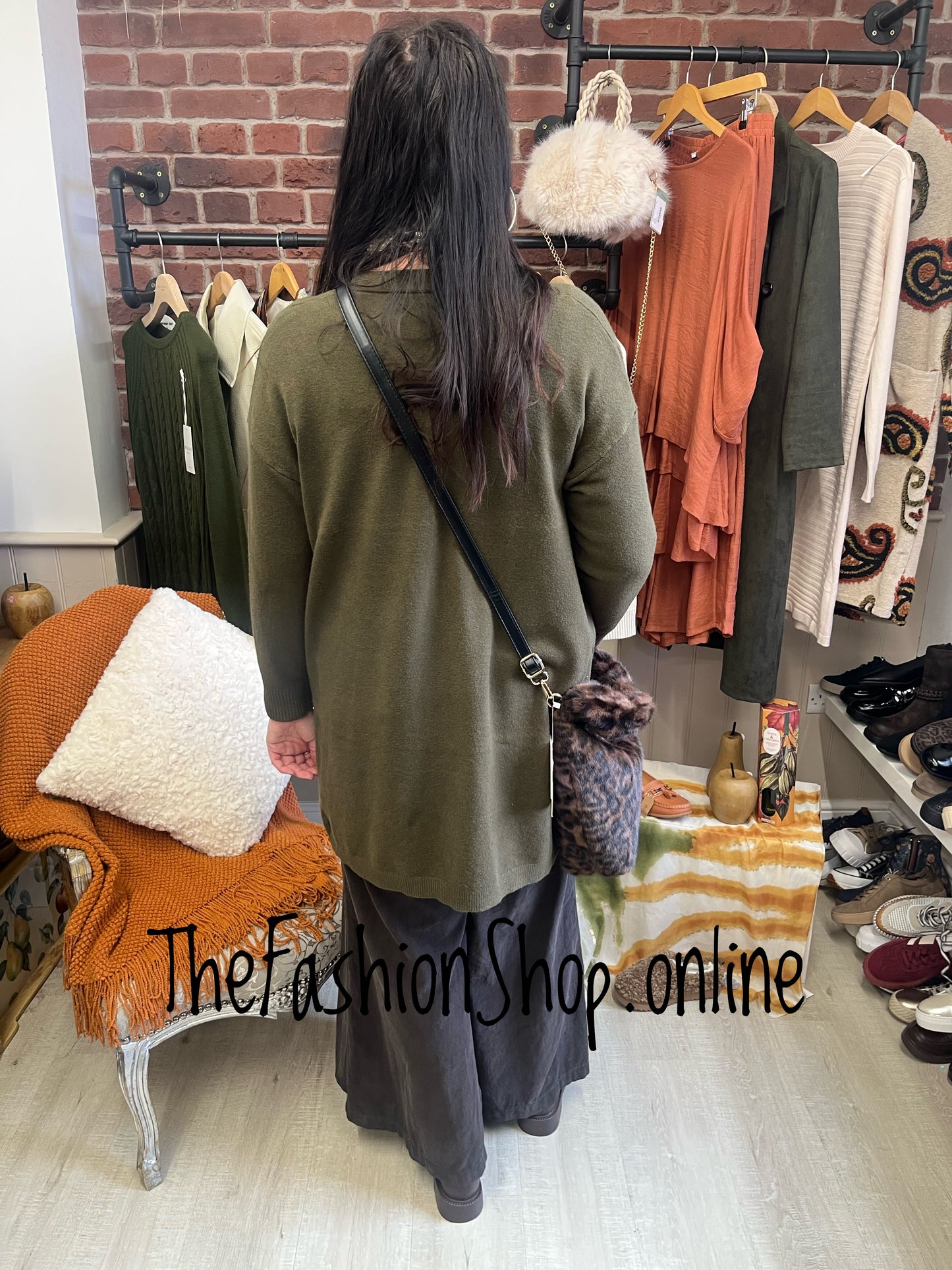 Bianca khaki mid length cardigan 12-16