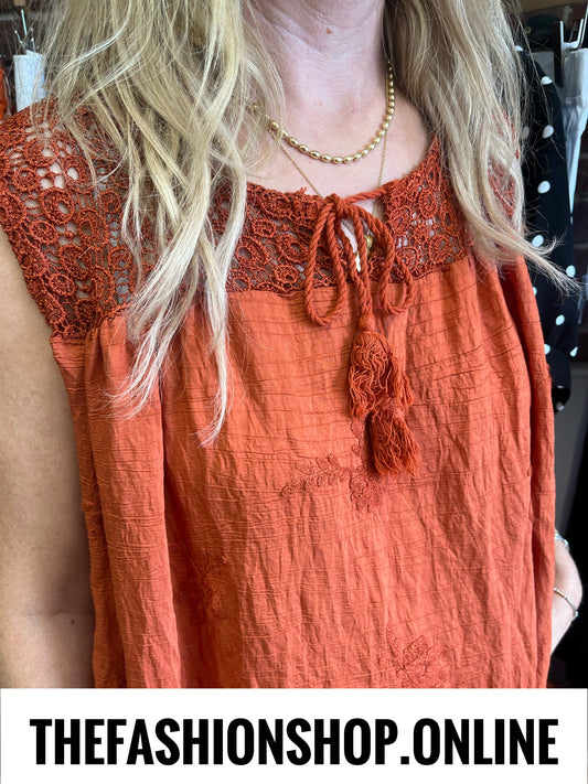 Kara cinnamon sleeveless top 10-16