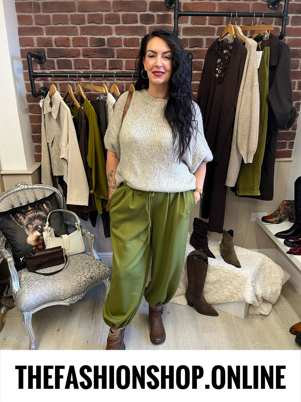 Kelsey olive harem casual trousers 10-20