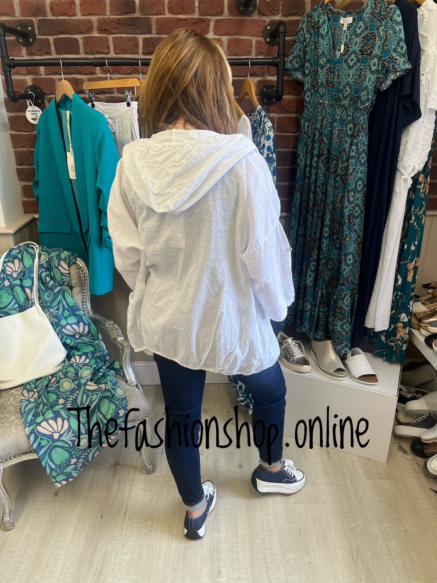 Ava white lightweight linen mix jacket 10-18