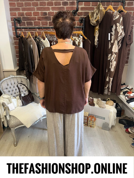 Layla V neck brown top 16-22