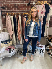 Katie military dark denim jacket sizes 10-20